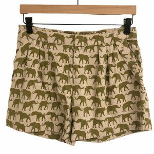 Anthropologie Cartonnier Green & Cream Elephant Shorts - Size 0